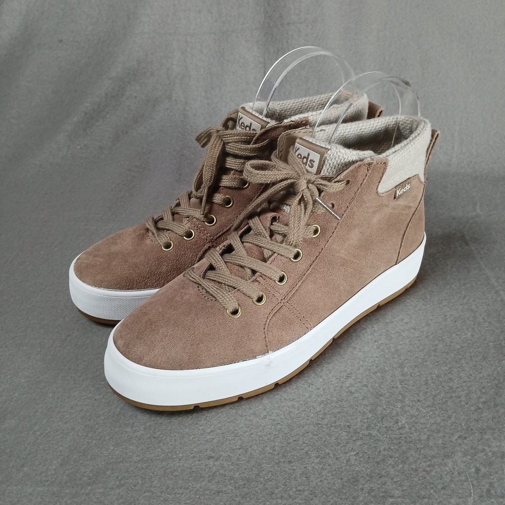 Keds Suede Lace‎ Up Ankle Booties Fall Sweater Top Taupe Women's 6.5 #WH65607